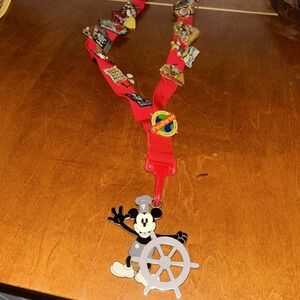 Vintage Disney Pin & Lanyard Set Early 2000s Disney Parks Theme Pins F1